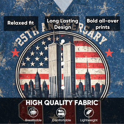 25th Patriot Day 9/11 Never Forget American Flag Memorial Hawaiian Shirt