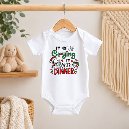 Funny Christmas I'm Not Crying I'm Ordering Dinner Baby Bodysuit