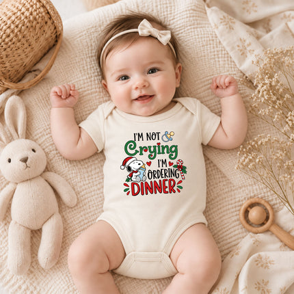 Funny Christmas I'm Not Crying I'm Ordering Dinner Baby Bodysuit
