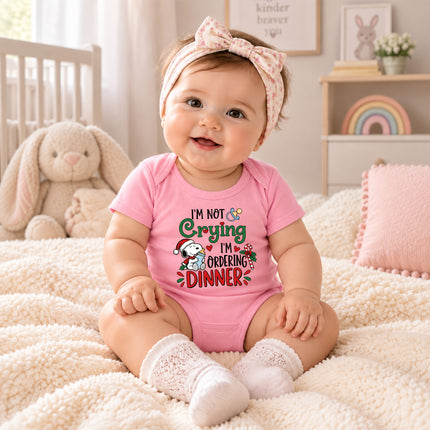 Funny Christmas I'm Not Crying I'm Ordering Dinner Baby Bodysuit