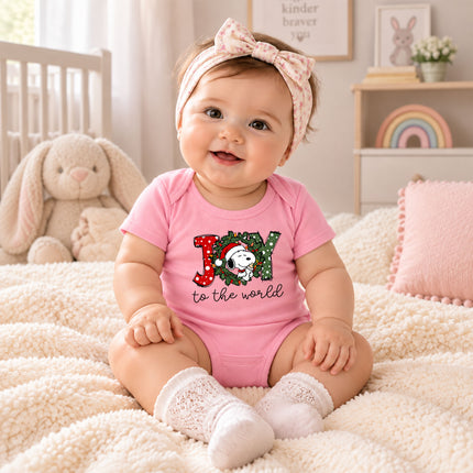 Joy to the World Christmas Wreath Holiday Outfit Baby Bodysuit