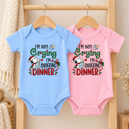 Funny Christmas I'm Not Crying I'm Ordering Dinner Baby Bodysuit