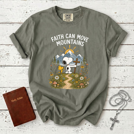 Comfort Colors Faith Can Move Mountains Christian Cross T-Shirt