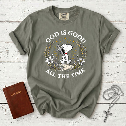 Comfort Colors God Is Good All The Time Christian Cross Faith Gift T-Shirt