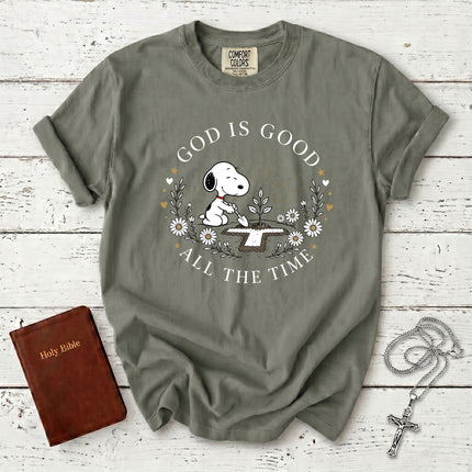 Comfort Colors God Is Good All The Time Christian Cross Garden Faith Gift T-Shirt