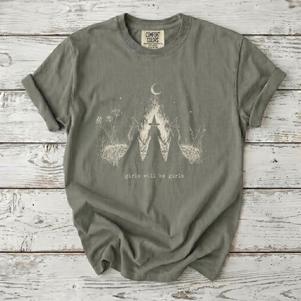 Comfort Colors Witch Girls Will Be Girls Halloween T-Shirt