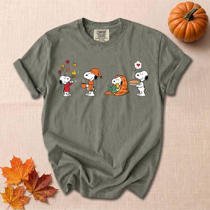 Comfort Colors Fall Autumn Cozy Moments Leaves Reading Pie T-Shirt