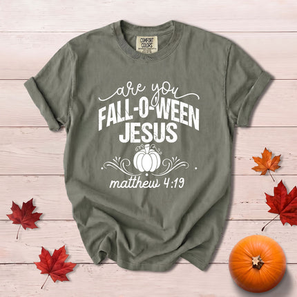 Comfort Colors Fall Autumn Christian Jesus Pumpkin Halloween Matthew 4 19 T-Shirt