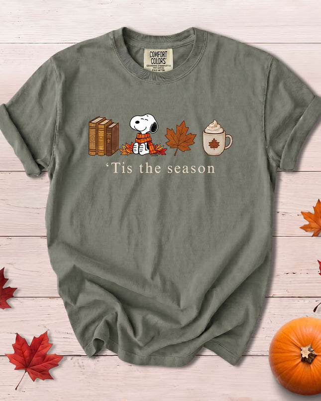 Comfort Colors Fall Autumn Tis The Season Books Coffee Cozy T-Shirt
