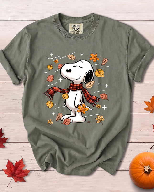 Comfort Colors Fall Autumn Cozy Scarf Maple Leaves Sweater Weather T-Shirt