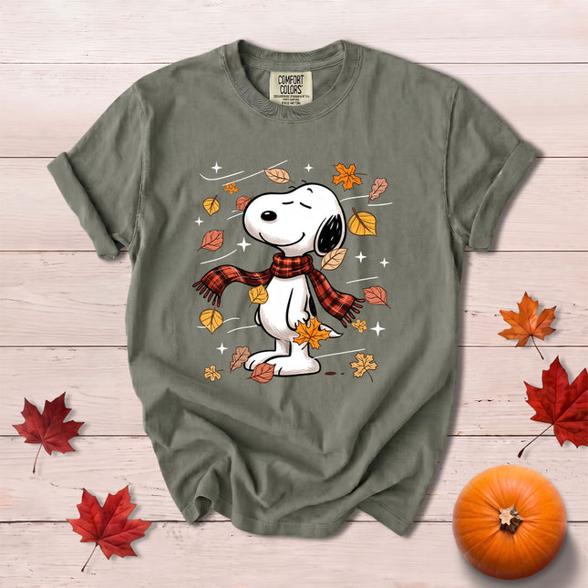 Comfort Colors Fall Autumn Cozy Scarf Maple Leaves Sweater Weather T-Shirt