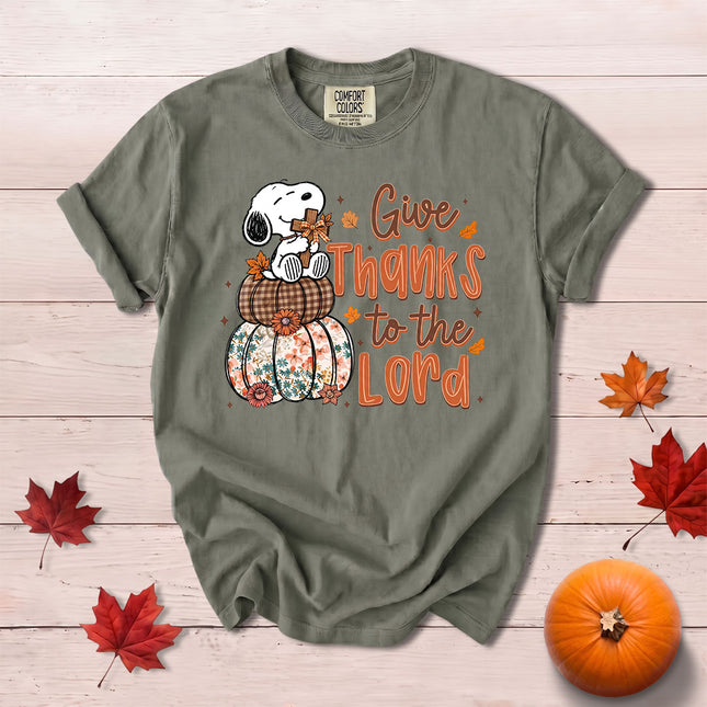 Comfort Colors Give Thanks to the Lord Floral Pumpkin Fall Christian T-Shirt