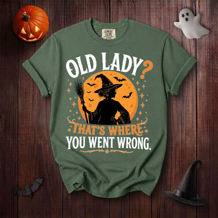 Comfort Colors Old Lady Witch Funny Halloween Moon Graphic T-Shirt