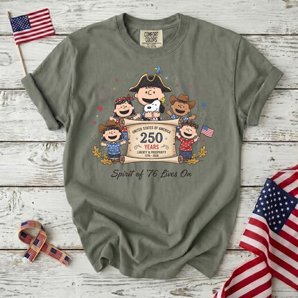 Comfort Colors Spirit Of 76 Lives On 250 Years Patriotic Friends T-Shirt