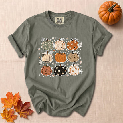 Comfort Colors Fall Pumpkin Shirt Cute Patterned Pumpkins T-Shirt