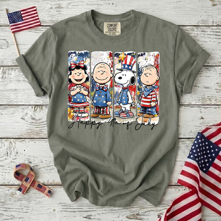 Comfort Colors Happy 4th Of July Red White Blue Panel Friends T-Shirt