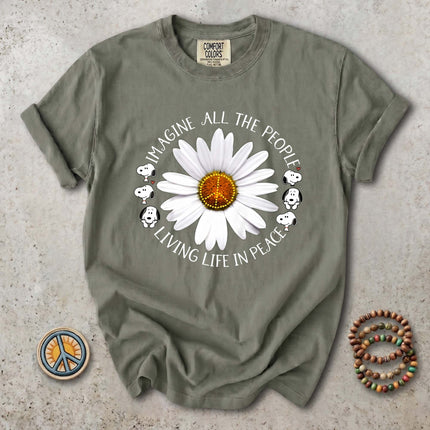 Comfort Colors Imagine All The People Peace Daisy T-Shirt