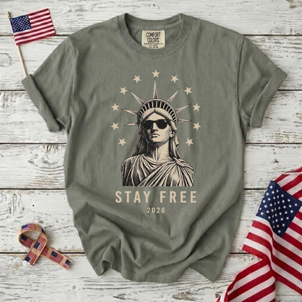 Comfort Colors Stay Free 2026 250th Anniversary USA Sunglasses Statue T-Shirt