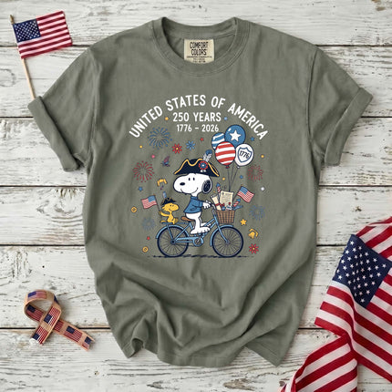 Comfort Colors 250th Anniversary USA Colonial Dog Bicycle T-Shirt