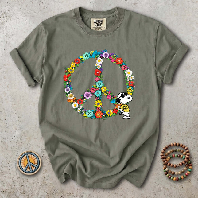Comfort Colors Floral Peace Sign Hippie Boho T-Shirt