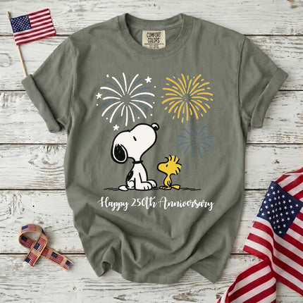 Comfort Colors Happy 250th Anniversary USA Fireworks Watching Dog T-Shirt