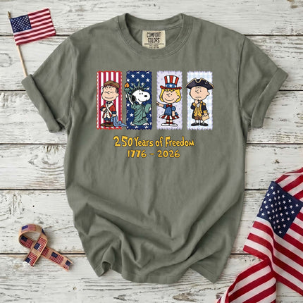 MOSS_25ca7583-54ea-4782-90be-f5423d071716 - AuraNations - Comfort Colors 250 Years Of Freedom 1776-2026 Patriotic Panels T-Shirt - Moss / S - 250TH ANNIVERSARY, ALL, COMFORT COLORS, NO CUSTOM, PRODUCTS, SNPY, TSHIRT