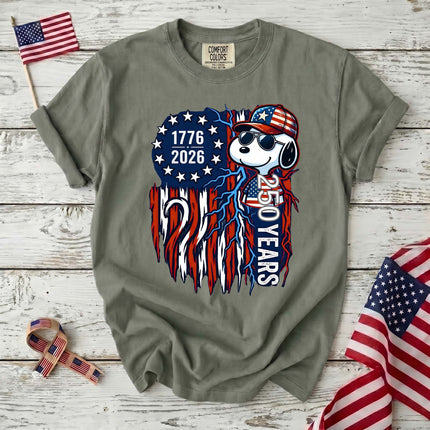 Comfort Colors 1776-2026 250 Years Cool Dog Lightning Flag T-Shirt