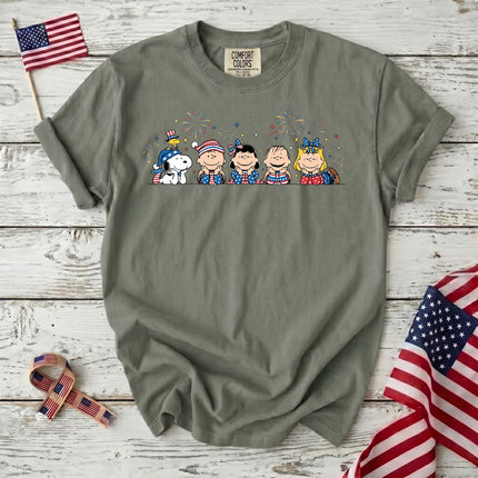 Comfort Colors Fireworks Patriotic Friends Lying Down T-Shirt