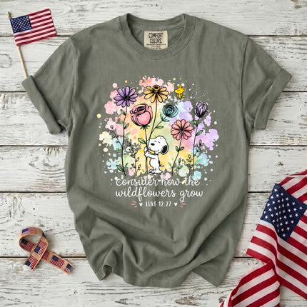 Comfort Colors Consider How the Wildflowers Grow Bible Verse T-Shirt