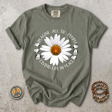 Comfort Colors Imagine All The People Peace Daisy T-Shirt