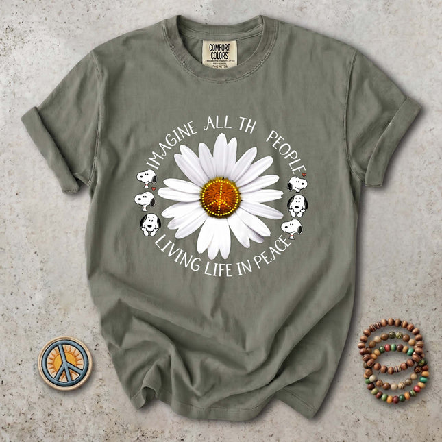 Comfort Colors Imagine All The People Peace Daisy T-Shirt