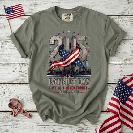 Comfort Colors 25th Anniversary Patriot Day 911 American Flag Twin Towers T-Shirt