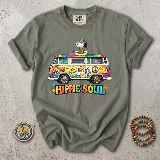Comfort Colors Hippie Soul Tie Dye Van Peace Flower T-Shirt