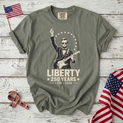 Comfort Colors Liberty 250 Years Rocking Abraham Lincoln Guitar T-Shirt