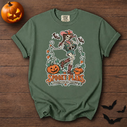 Comfort Colors Halloween Cowgirl Skeleton Pumpkin Graphic T-Shirt
