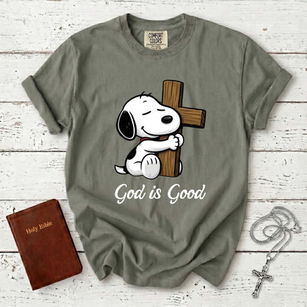 Comfort Colors God Is Good Wooden Cross Christian T-Shirt