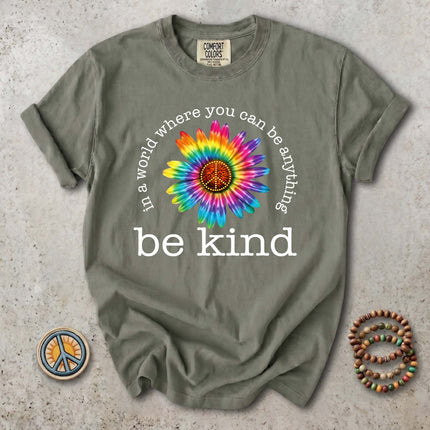 Comfort Colors Be Kind Tie Dye Flower Peace Hippie T-Shirt