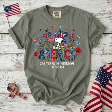 Comfort Colors Floral America 250 Years Of Freedom T-Shirt