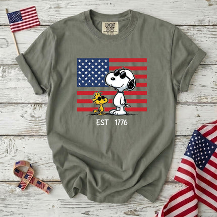 Comfort Colors EST 1776 250th Anniversary USA Sunglasses Dog Flag T-Shirt