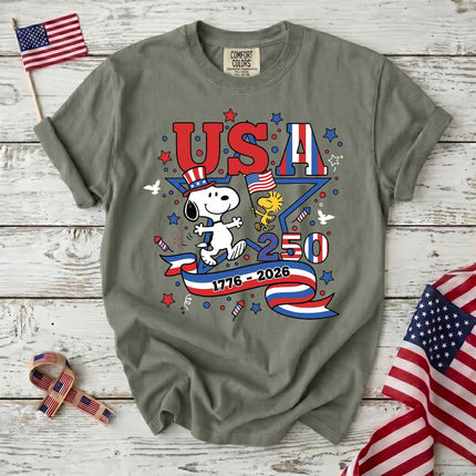 Comfort Colors USA 250 Years 1776-2026 Patriotic Star Dog T-Shirt