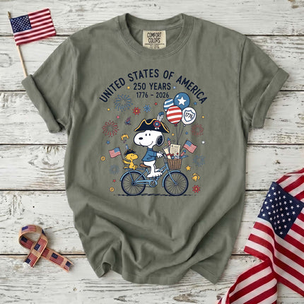 Comfort Colors 250th Anniversary USA Colonial Dog Bicycle T-Shirt