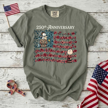 MOSS_ff0f1170-3b66-46d9-bb1f-8915206c5ca9 - AuraNations - Comfort Colors 250th Anniversary Floral Vine Flag Aviator Dog T-Shirt - Moss / S - 250TH ANNIVERSARY, ALL, COMFORT COLORS, NO CUSTOM, PRODUCTS, SNPY, TSHIRT