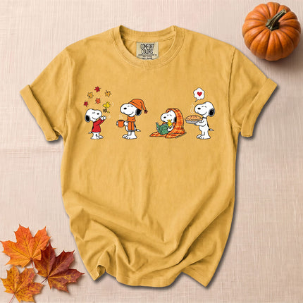 Comfort Colors Fall Autumn Cozy Moments Leaves Reading Pie T-Shirt