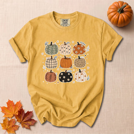 Comfort Colors Fall Pumpkin Shirt Cute Patterned Pumpkins T-Shirt