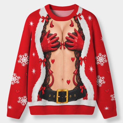 Naughty Santa Ugly Sweatshirt Funny Devil Christmas Party Outfit