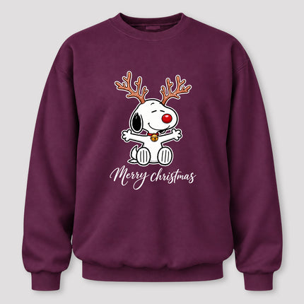 Merry Christmas Reindeer Antlers Red Nose Sweatshirt