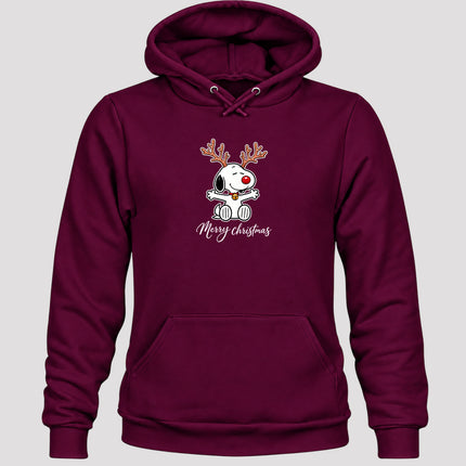 Merry Christmas Reindeer Antlers Red Nose Hoodie
