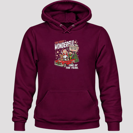 Christmas Tree Farm Vintage Car Most Wonderful Time Hoodie