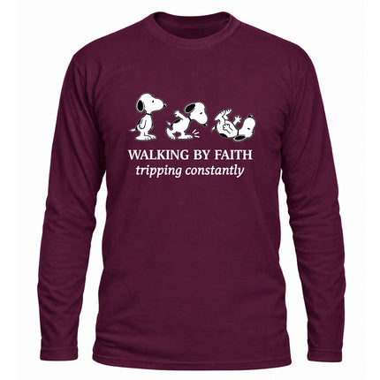 Walking By Faith Tripping Constantly Funny Christian Christmas Gift Long Sleeve T-Shirt