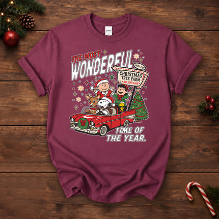 Christmas Tree Farm Vintage Car Most Wonderful Time T-Shirt